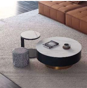 岩板圆茶几三件套